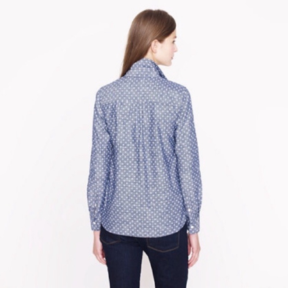 J. Crew Denim Circle Print Popover Chambray - image 7